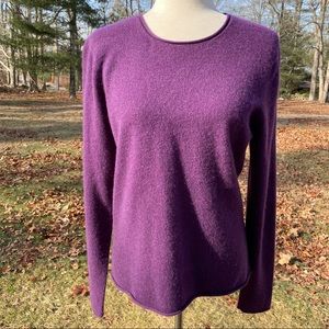 CASHMERE CACHE SWEATER CREW NECK PURPLE 2 PLY CASHMERE LONG SLEEVE SIZE XL
